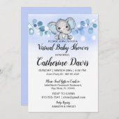 Baby shower BLUE ELEPHANT Kaart (Voorkant / Achterkant)