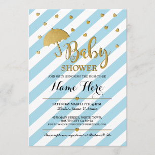 baby shower Blue en Gold Girl Twins Invite Kaart