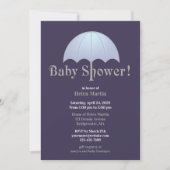 Baby shower Blue Flat Invitation Kaart (Voorkant)