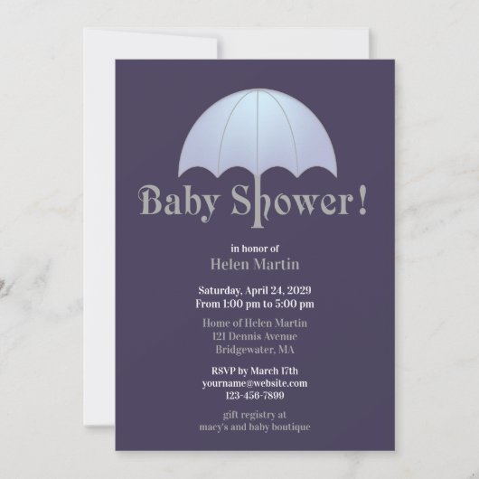 Baby shower Blue Flat Invitation Kaart (Voorkant)