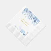 Baby shower Blue Floral Drop Blue Coined Luncheon Servet (Hoek)
