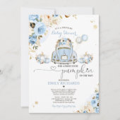Baby shower Blue Floral Rozen Pumpkin Kaart (Voorkant)