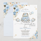 Baby shower Blue Floral Rozen Pumpkin Kaart (Voorkant / Achterkant)