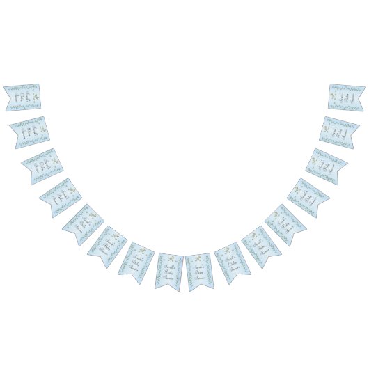 Baby shower BLUE "Gold Birds" Zwemstanner Vlaggetjes (Alle)