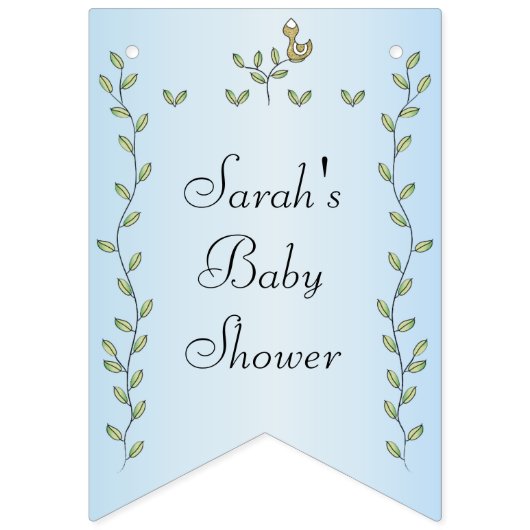 Baby shower BLUE "Gold Birds" Zwemstanner Vlaggetjes (Tweede vlag)