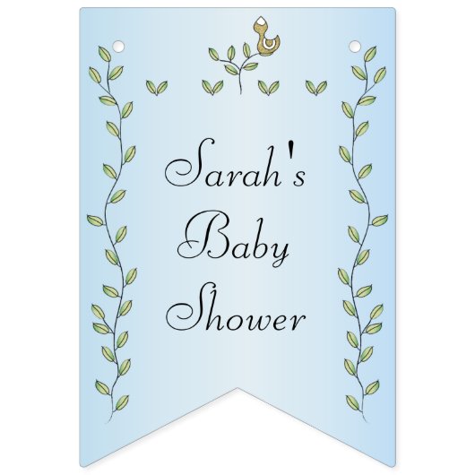 Baby shower BLUE "Gold Birds" Zwemstanner Vlaggetjes (Derde vlag)