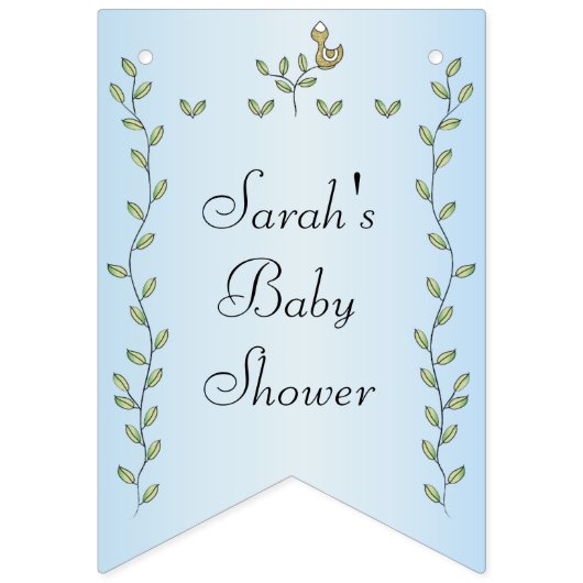 Baby shower BLUE "Gold Birds" Zwemstanner Vlaggetjes (Zestiende vlag)