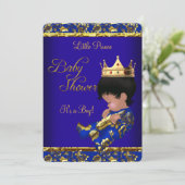 Baby shower Blue Gold Boy Kaart (Staand voorkant)