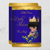 Baby shower Blue Gold Boy Kaart (Voorkant / Achterkant)