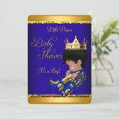 Baby shower Blue Gold Boy Kaart (Staand voorkant)