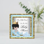 Baby shower Blue Gold Boy kroonprins 2 Kaart (Staand voorkant)