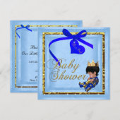 Baby shower Blue Gold Boy Prince Kaart (Voorkant / Achterkant)