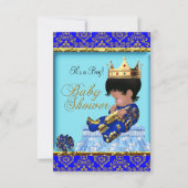 Baby shower Blue Gold Boy Prince Kaart (Voorkant)