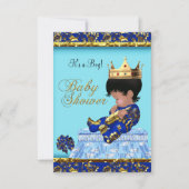 Baby shower Blue Gold Boy prins Kaart (Voorkant)