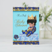 Baby shower Blue Gold Boy prins Kaart (Staand voorkant)