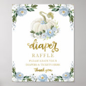 Baby shower Blue Gold Diaper Raffle Game Sign Poster (Voorkant)