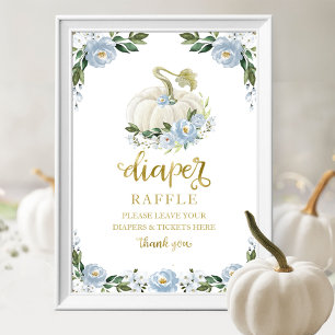 Baby shower Blue Gold Diaper Raffle Game Sign Poster