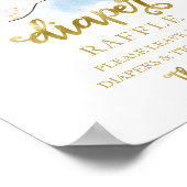 Baby shower Blue Gold Diaper Raffle Game Sign Poster (Hoek)