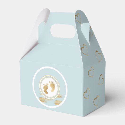 Baby shower Blue Gold Hearts Favor Box Bedankdoosjes (Voorkant Zijde)