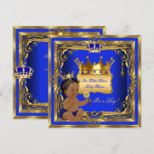 Baby shower Blue Gold Kaart (Voorkant / Achterkant)