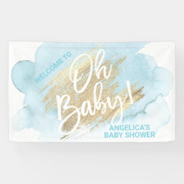 Baby shower Blue Gold Waterverf Banner
