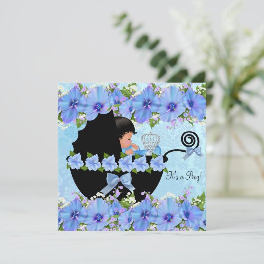 Baby shower Blue Kaart (Staand voorkant)