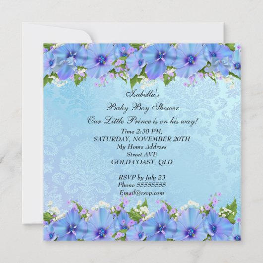 Baby shower Blue Kaart (Achterkant)