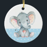Baby shower Blue Keramisch Ornament<br><div class="desc">Jongen Elephant Baby shower Blue Ceramic Ornament</div>