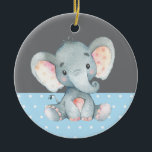 Baby shower Blue Keramisch Ornament<br><div class="desc">Jongen Elephant Baby shower Blue Ceramic Ornament</div>