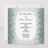 Baby shower Blue Lace Damask Kaart (Achterkant)