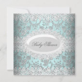 Baby shower Blue Lace Damask Kaart (Voorkant)