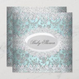 Baby shower Blue Lace Damask Kaart