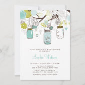Baby shower Blue Mason Jars en Spring Flowers Kaart (Achterkant)