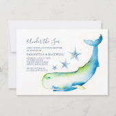 Baby shower Blue Nautical Whale Waterverf Kaart (Voorkant)