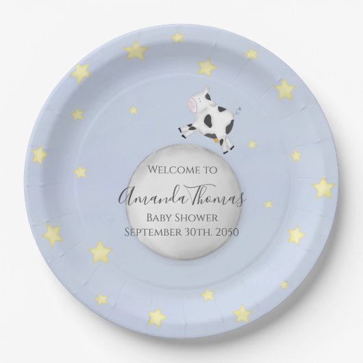 Baby shower Blue Nursery Rhyme Custom Papieren Bordje (Voorkant)