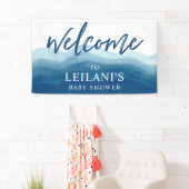 Baby shower Blue Ombre Waterverf Welkom Spandoek (Insitu)