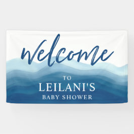 Baby shower Blue Ombre Waterverf Welkom Spandoek