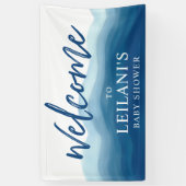 Baby shower Blue Ombre Waterverf Welkom Spandoek (Verticaal)