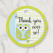 Baby shower Blue Owl in een boom Bedankjes Labels (Voorkant)