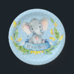 Baby shower Blue Papieren Bordje<br><div class="desc">Boy Olifant Baby shower Blauw Papier Bord</div>