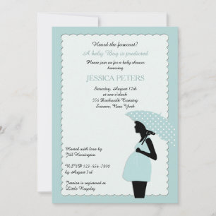 baby shower Blue Polka Dot Umbrella Invitation Kaart
