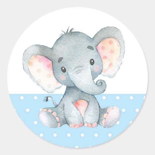 Baby shower Blue Ronde Sticker (Voorkant)