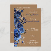 Baby shower Blue & Rustic Brown Uitnodiging (Voorkant / Achterkant)