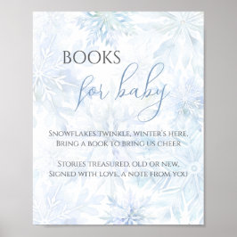 Baby Shower Blue Snowflake Books for Baby Poster