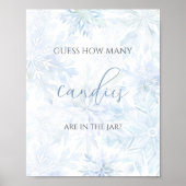 Baby Shower Blue Snowflake Guess How Many Candies Poster (Voorkant)