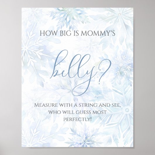 Baby Shower Blue Snowflake How big is Mom’s Belly Poster (Voorkant)