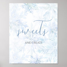 Baby Shower Blue Snowflake Sweets and Treats  Poster