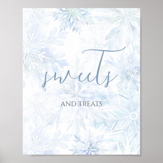 Baby Shower Blue Snowflake Sweets and Treats  Poster (Voorkant)