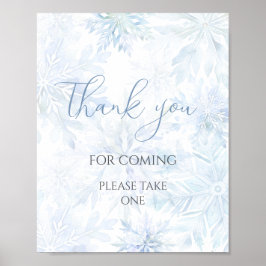 Baby Shower Blue Snowflake Thank You for Coming  Poster