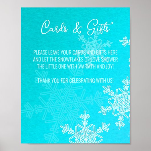 Baby shower Blue Snowflakes Kaarten en geschenken  Poster (Voorkant)